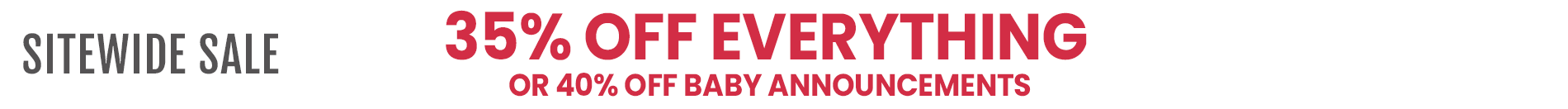 Current Promo: Sitewide Sale 40% Off Birth Announcements OR 35% Off All Other Products