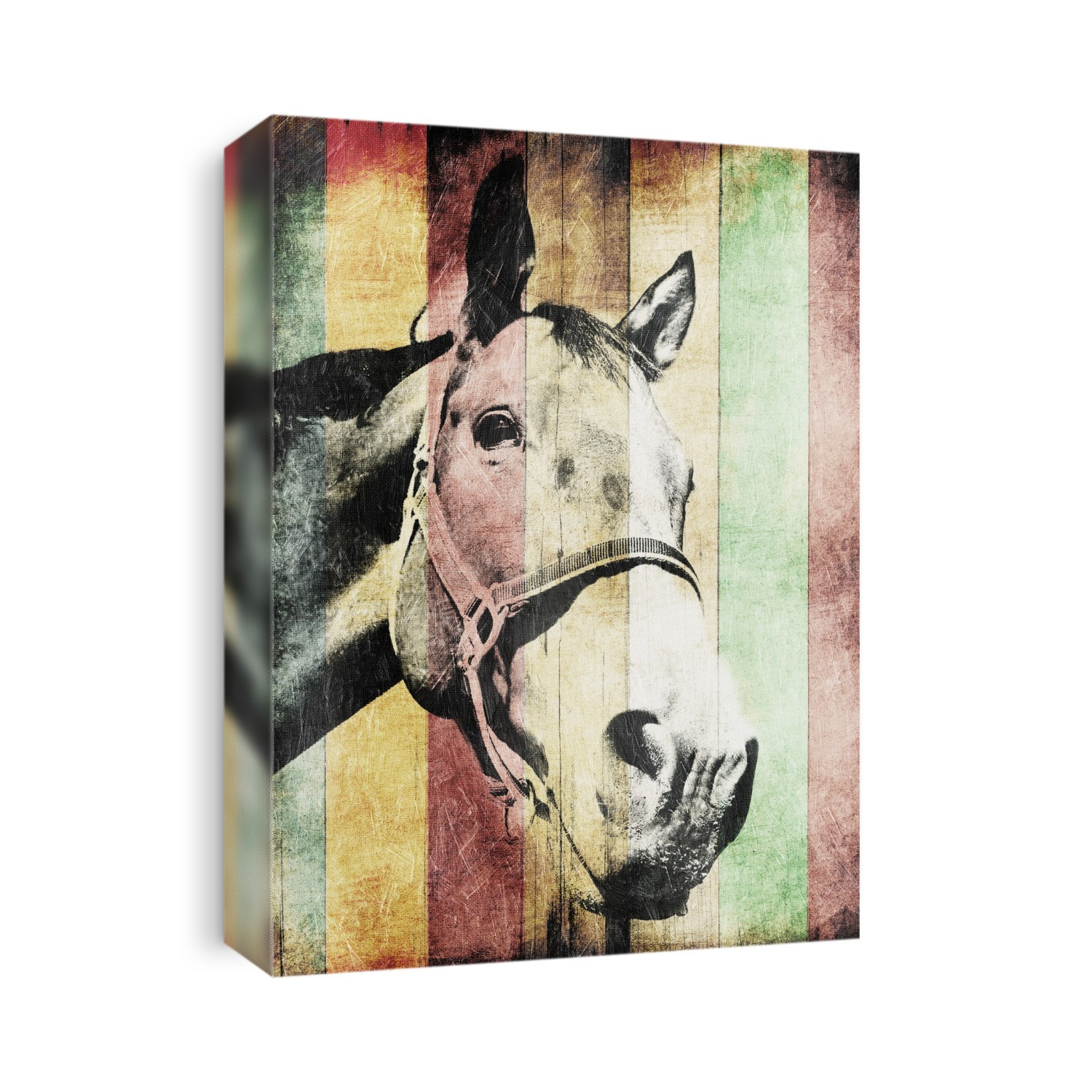 Colorful wood slats with horse