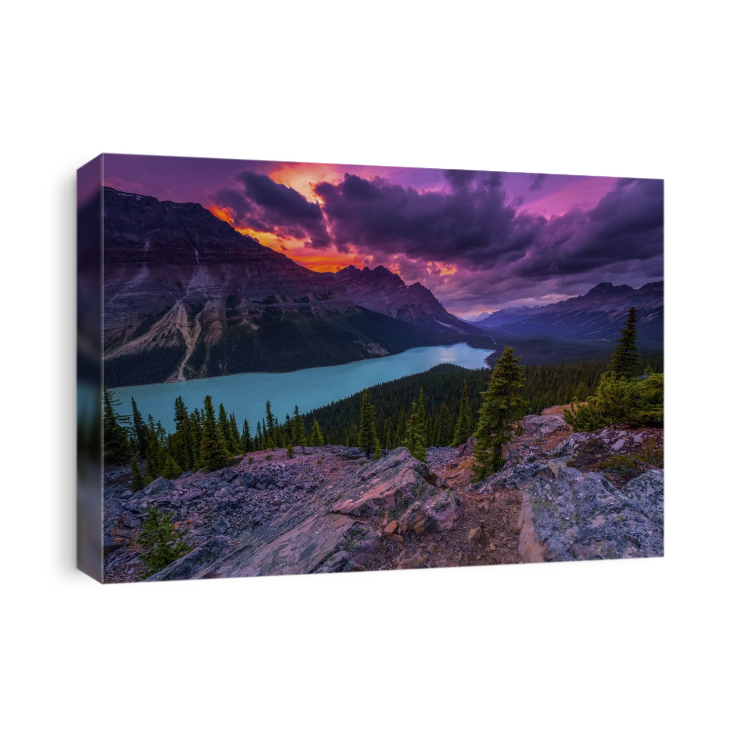 Peyto Lake under dramatic skies, Banff National Park; Alberta, Canada