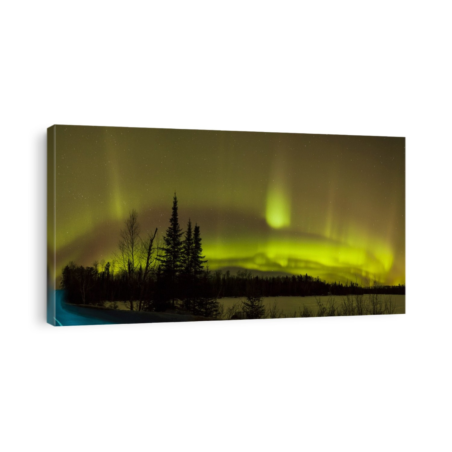 Aurora Borealis Over The Road; Thunder Bay, Ontario, Canada