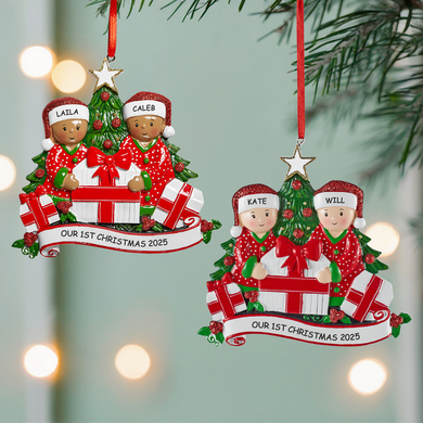 Family Unwrapping Gifts Personalized Ornament
