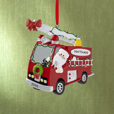 Santa's Firetruck Adventure Personalized Ornament