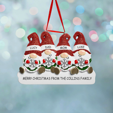 Gnome Family Holiday Personalized Ornament
