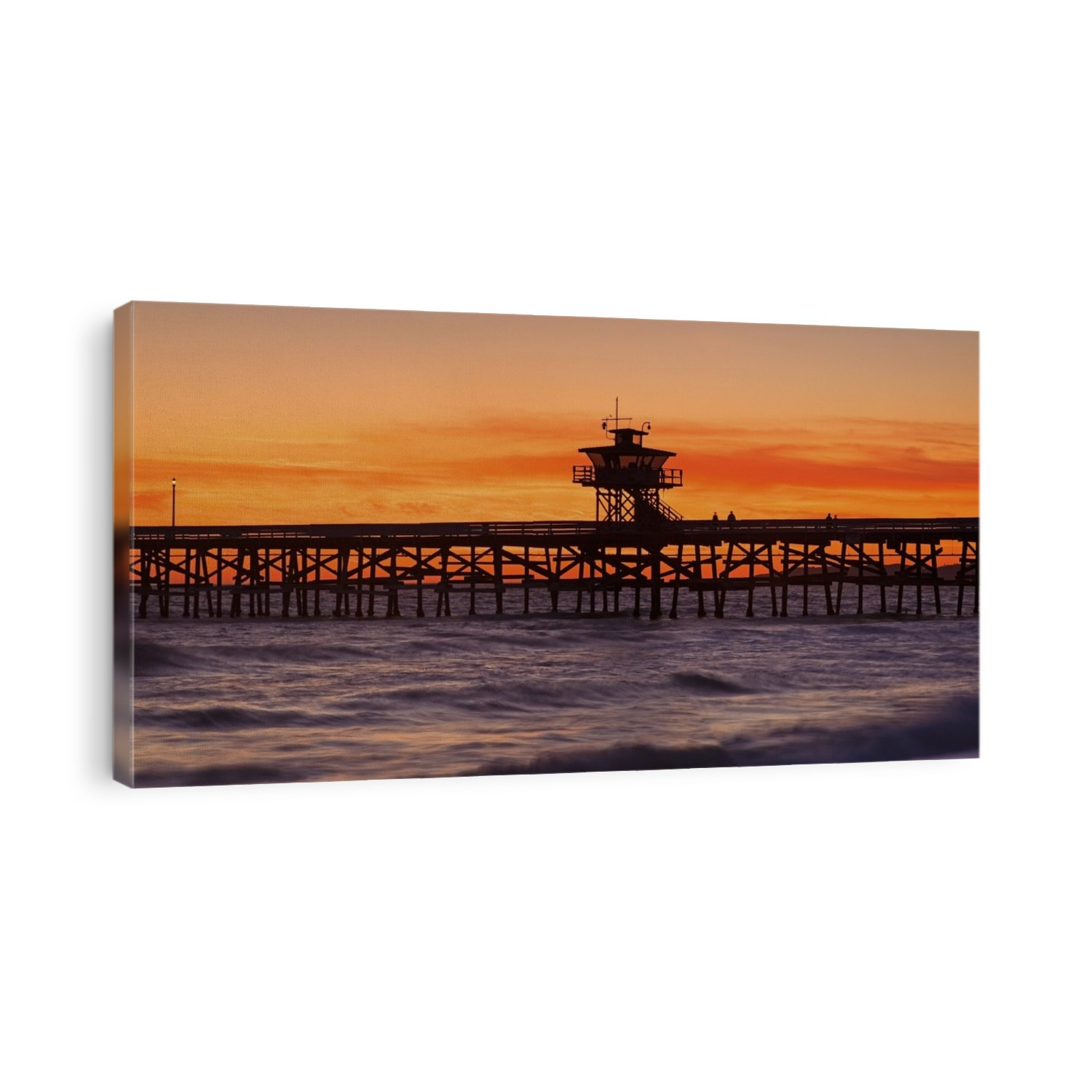 San Clemente Municipal Pier In Sunset, Panorama; San Clemente City, Orange County, Southern California, Usa