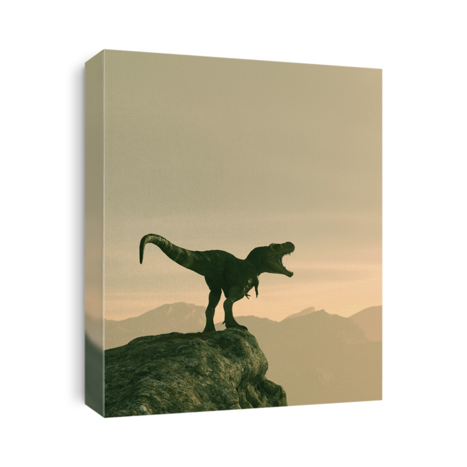 Tyrannosaurus rex on top of the peak,3d rendering
