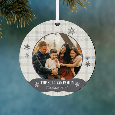 Snowflake Sentiments Personalized Photo Round Ornament