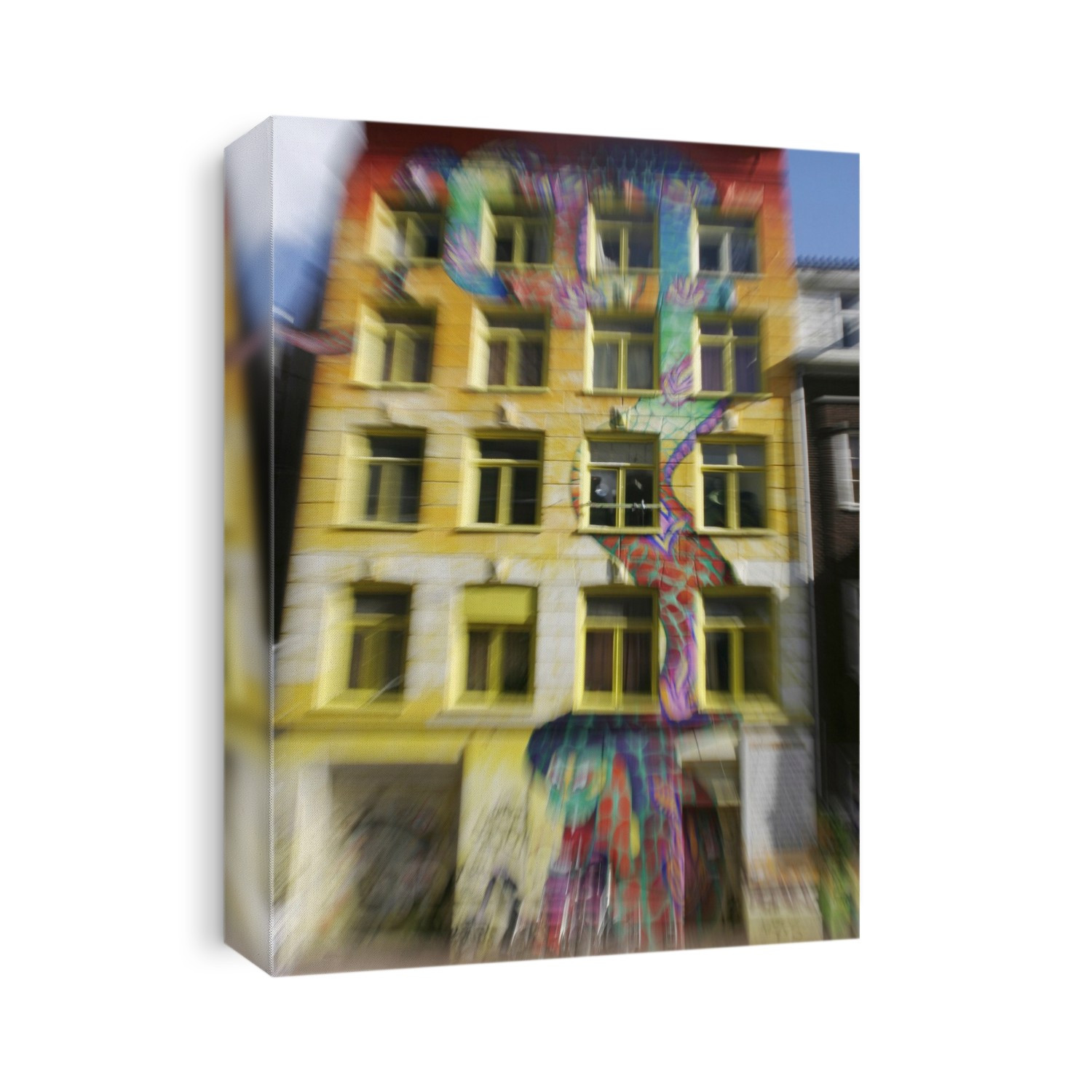 'De Regenboogslang' painted house. Photographed at Spuistraat in Amsterdam, the Netherlands.
