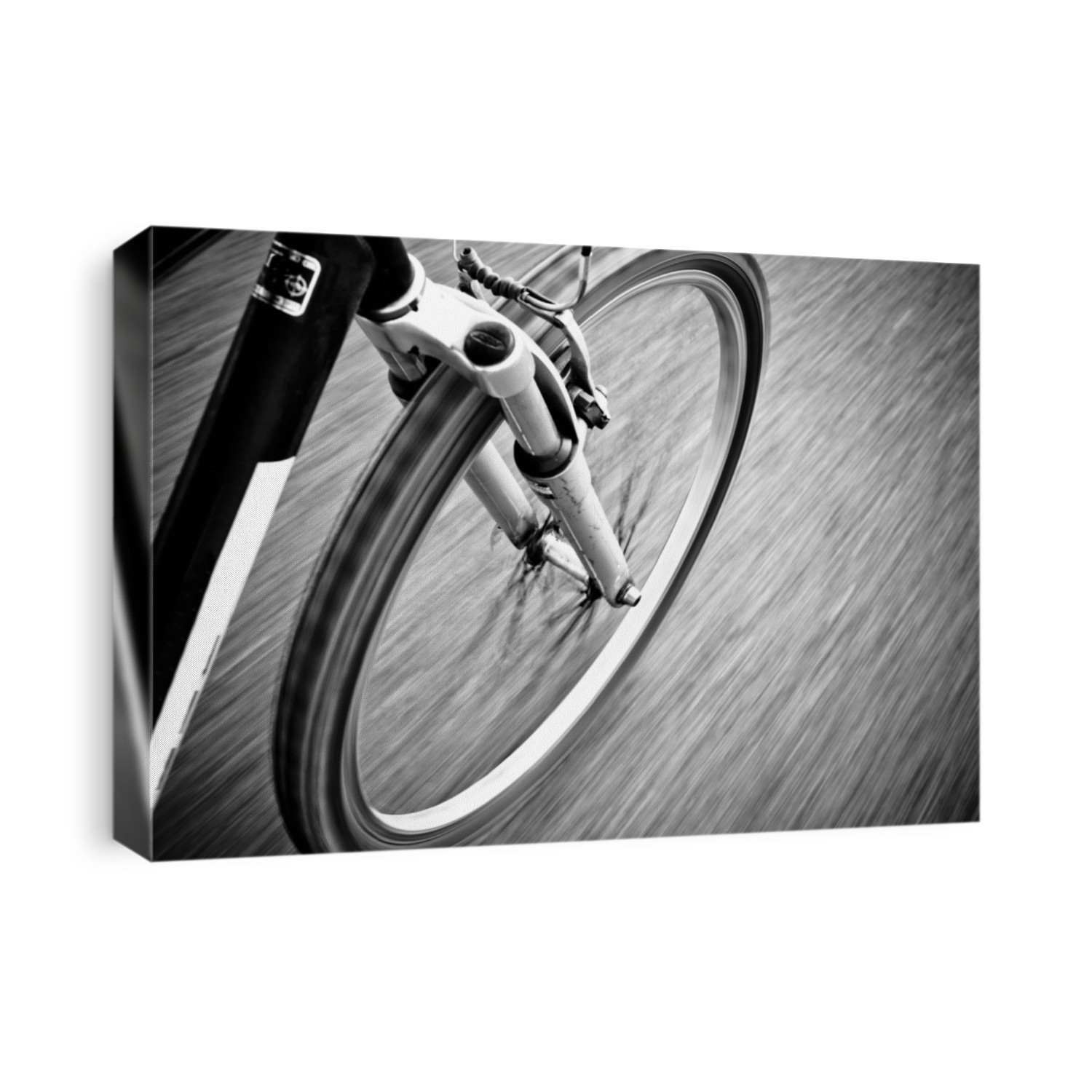 Bicycle in Motion on Road  Black And White Photography Shallow Focus