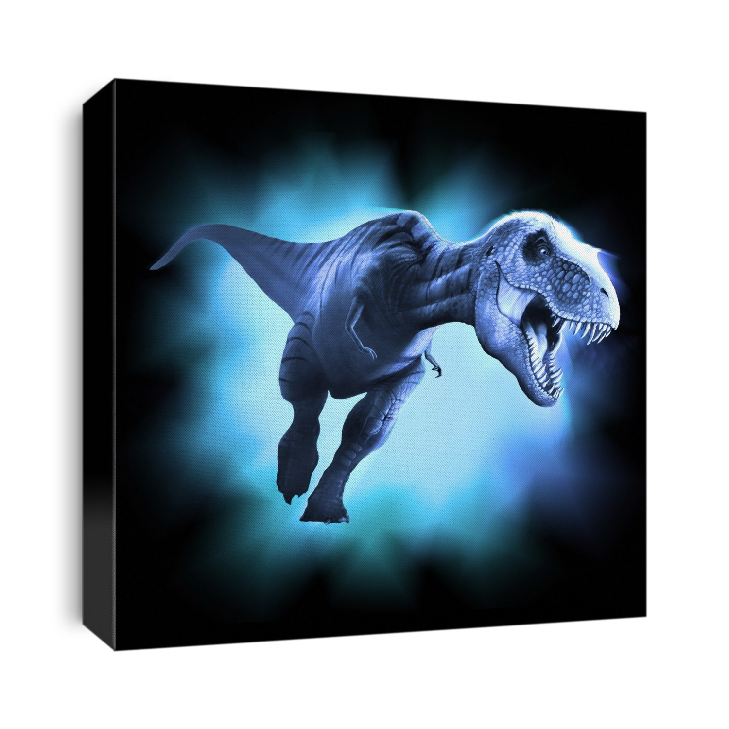 Tyrannosaurus rex artwork. This dinosaur lived in North America and Asia from about 70 million years ago until the extinction of the dinosaurs some 5 million years later. The head is heavily built, to withstand impacts with prey animals, and has the sharp teeth of a predator. T. rex is thought to have been a scavenger as well as a hunter. Among the largest carnivorous dinosaurs, T. rex was up to 6 metres tall and weighed as much as 7 tonnes.