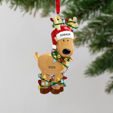 Entangled in Lights Personalized Reindeer Ornament