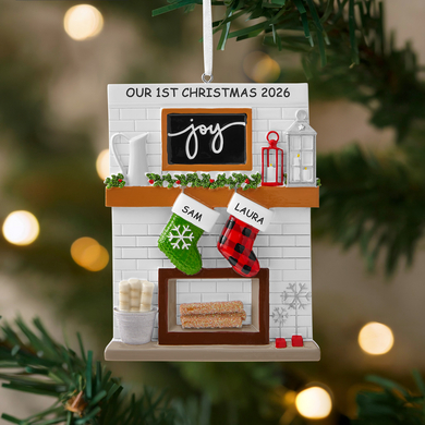 Rustic Warm Christmas Couple Personalized Ornament