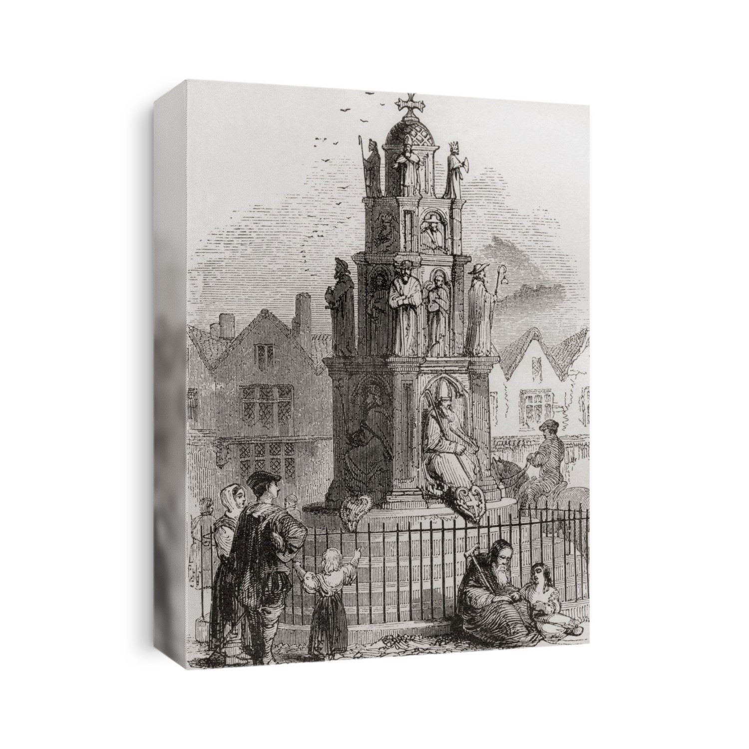 The Cheapside Cross, demolished in May 1643, London, England. From London Pictures, published 1890.