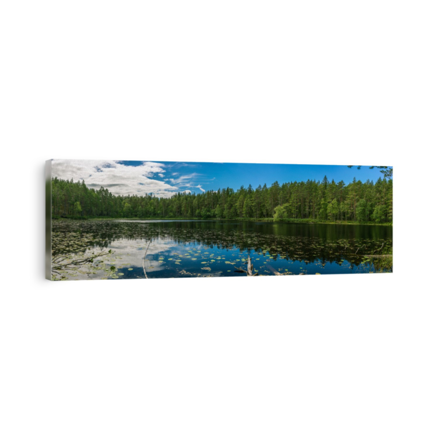 Beautiful lake landscape panorama in Smaland, Sweden