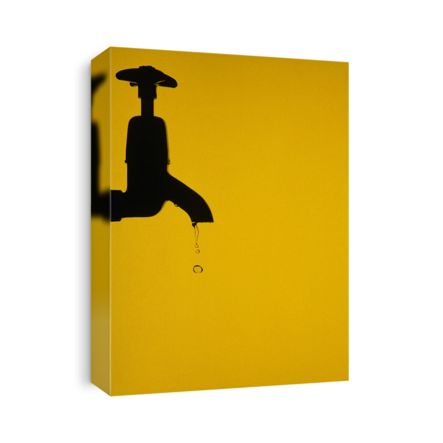 Water dripping from a tap. yellow background.