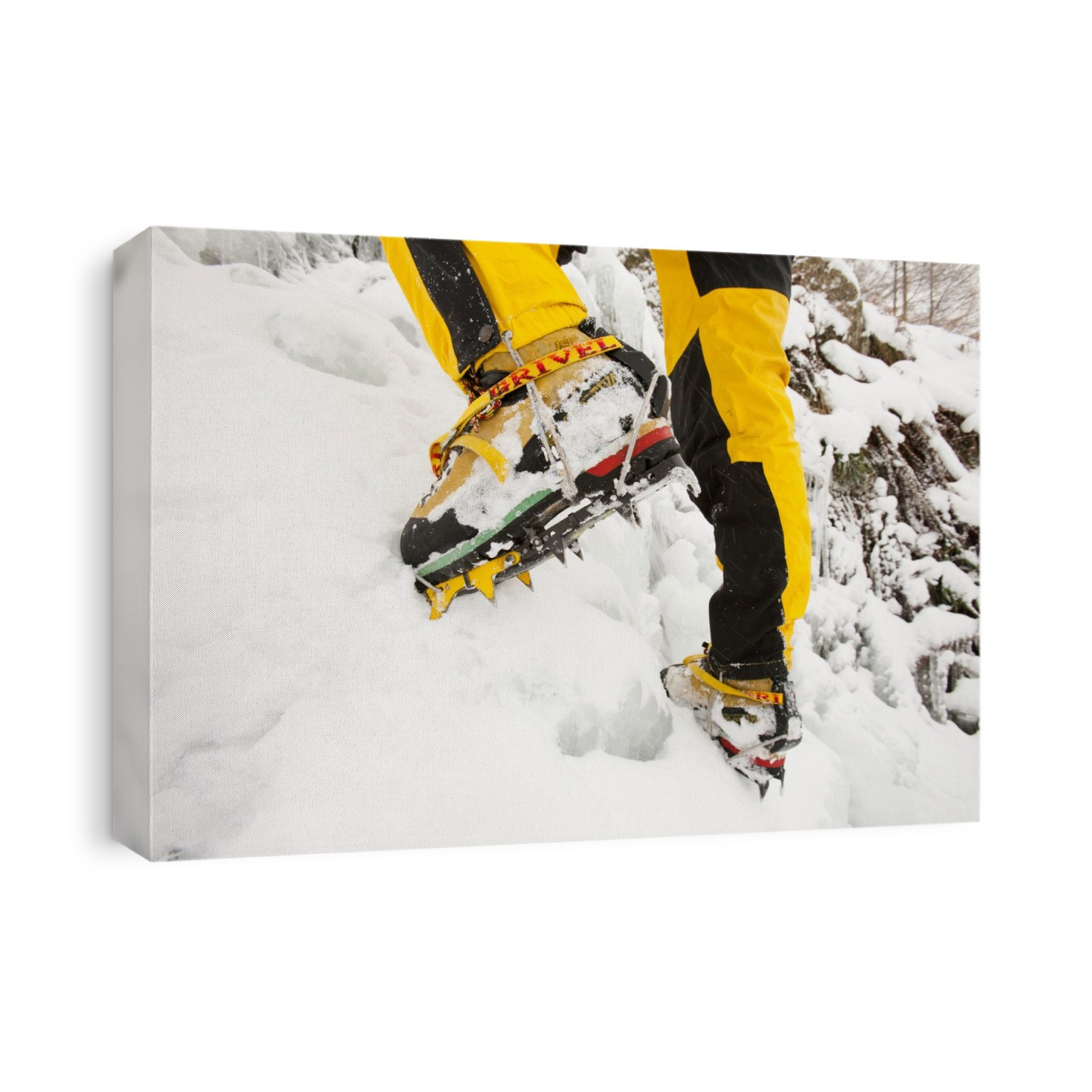 Ice climbers on an ice fall above Dunmail Raise in the Lake District, UK.