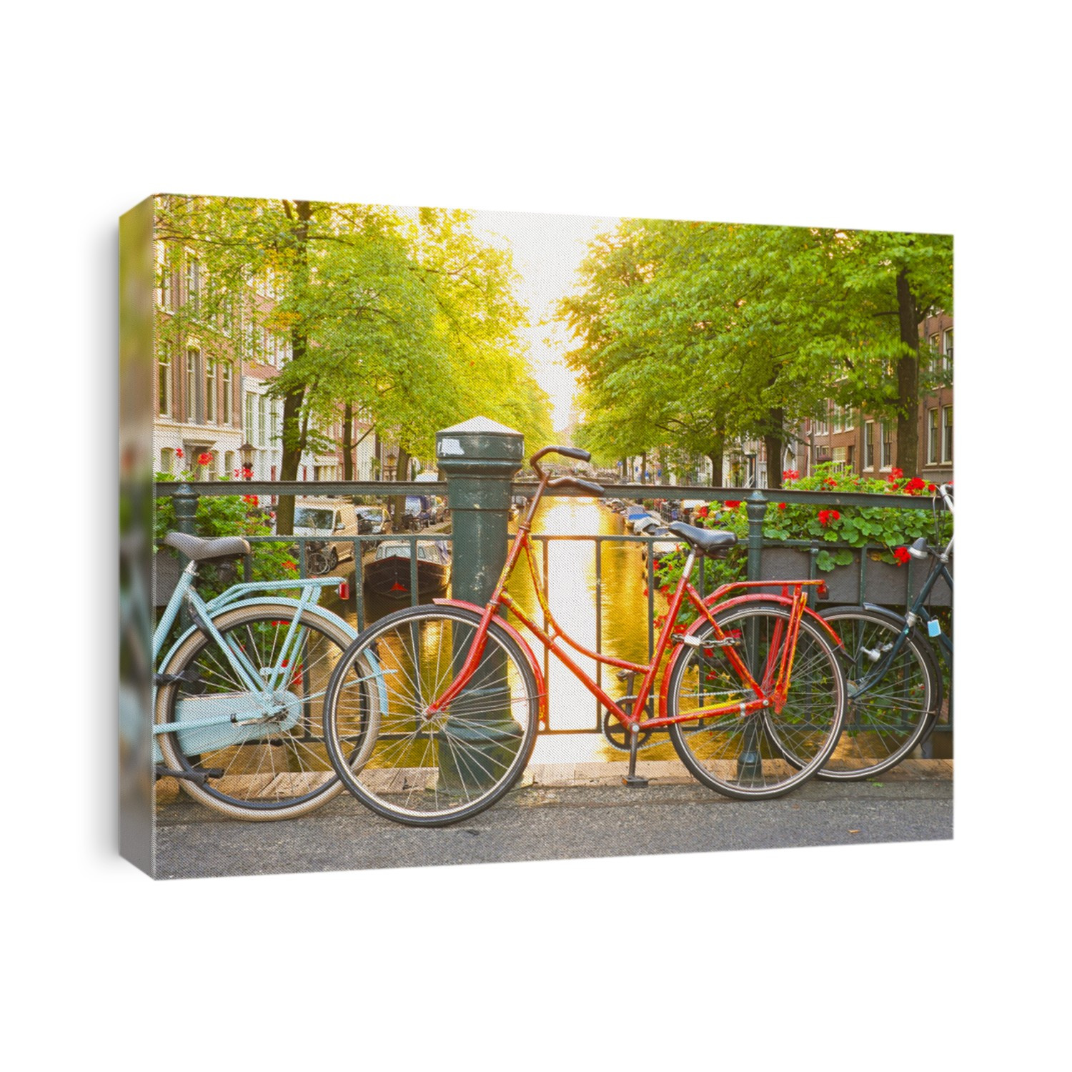 Bikes on the bridge in Amsterdam Netherlands