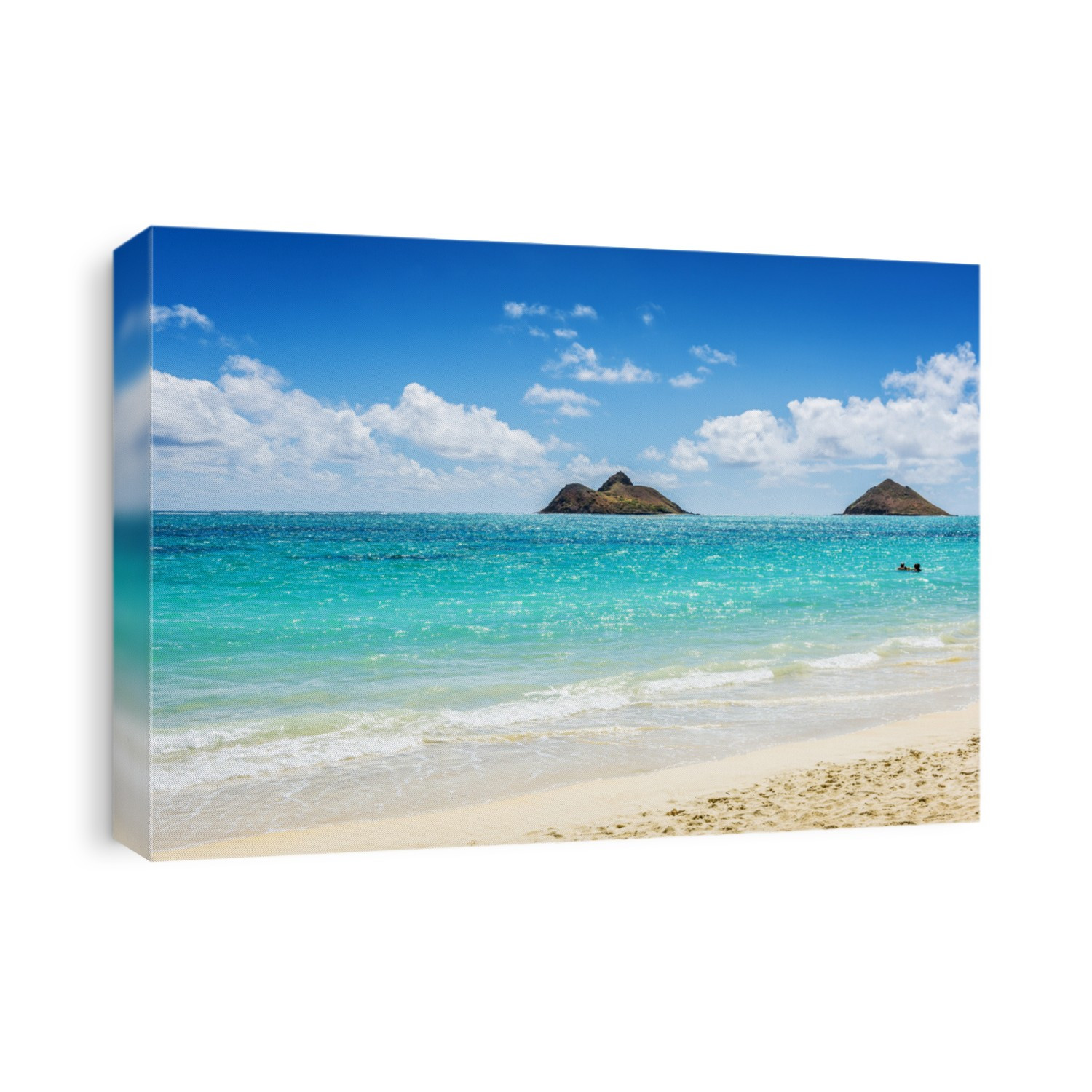 Mokulua Islands as seen from Lanikai Beach in Oahu, Hawaii, USA
