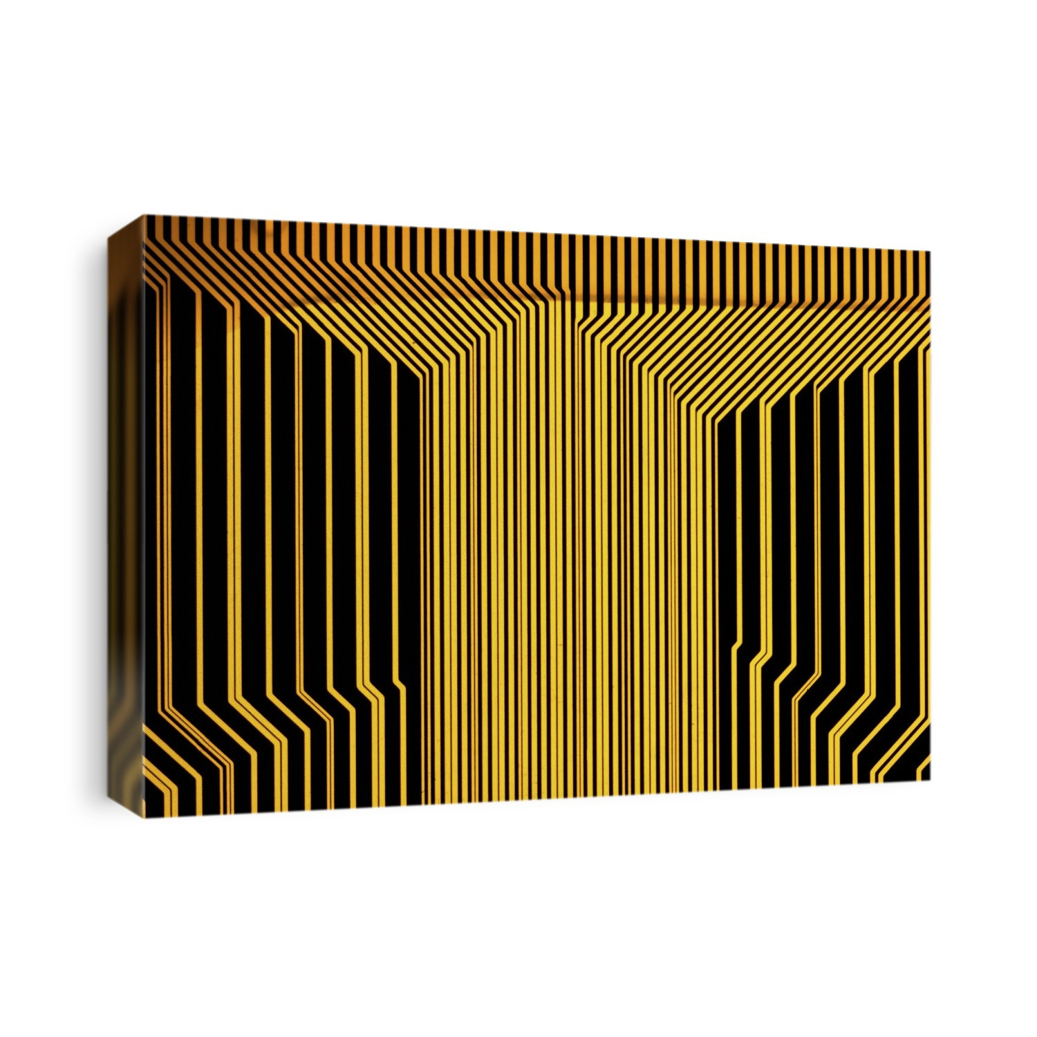 Macrophotograph showing the complex conductive pathways of a printed circuit connecting an inkjet printer head with other electronic components. A PCB consists of tracks of a metal conductor on a board made of insulating material.