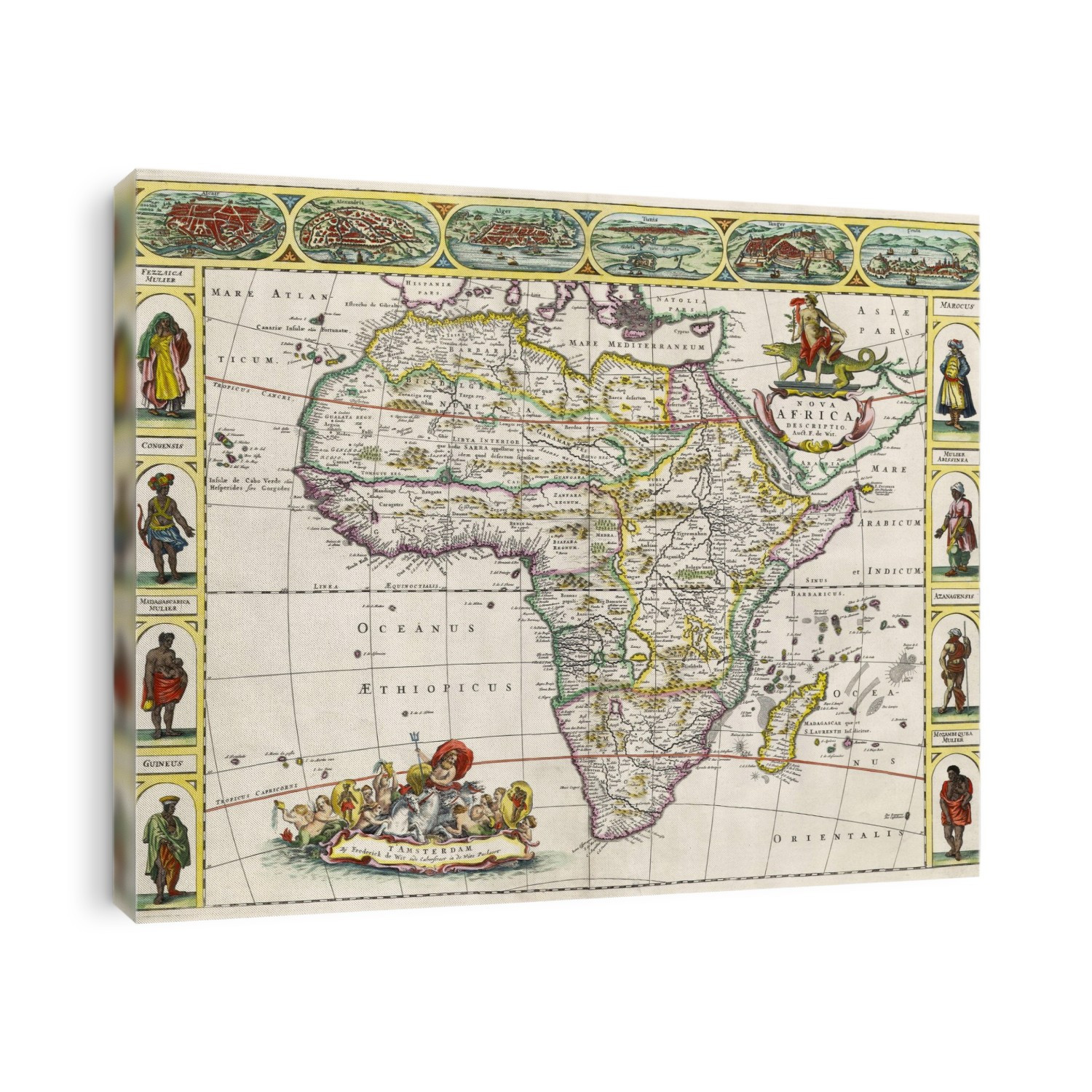 Map Of Africa In The 17Th Century. Nova Africa Descriptio, Published In Amsterdam In 1660S By Dutch Cartographer Frederik De Wit.