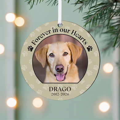 Pet Memorial Photo Round Ornament-Tan