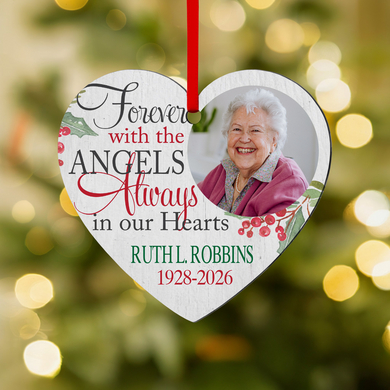 Forever with the Angels Photo Heart Ornament