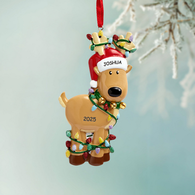 Tangled in Lights Reindeer Ornament