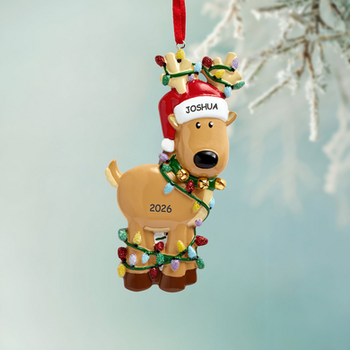 Tangled in Lights Reindeer Ornament