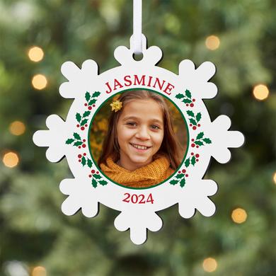 Holly Jolly Photo Snowflake Ornament
