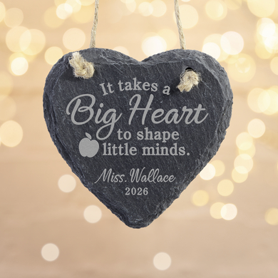 Teachers Shape Minds Heart Slate Ornament