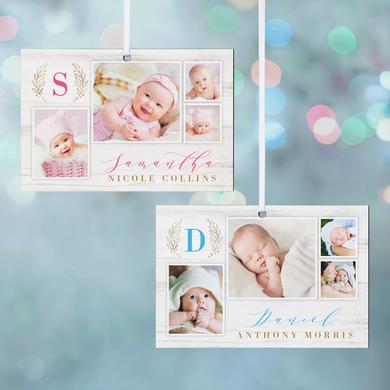 Baby Monogram Photo Rectangle Ornament