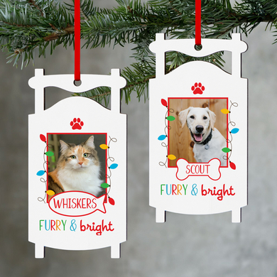 Furry & Bright Pet Photo Sled Ornament