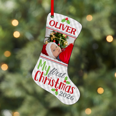 Baby's First Christmas Photo Stocking Ornament