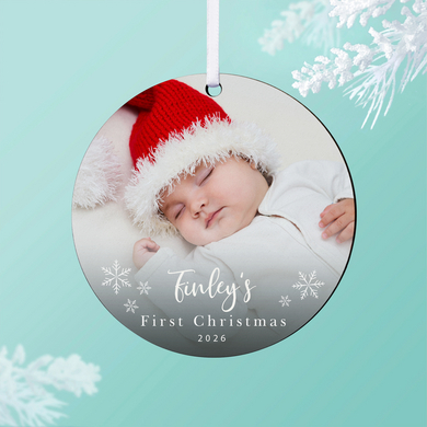 First Snow Photo Round Ornament