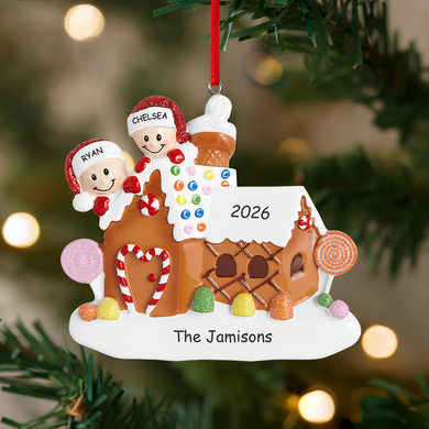 Gingerbread House Couple Ornament