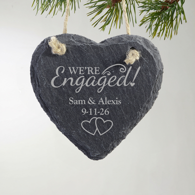 We're Engaged Heart Slate Ornament
