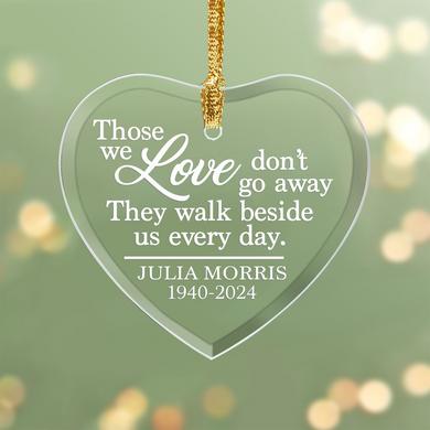 Walk Beside Us Memorial Glass Heart Ornament