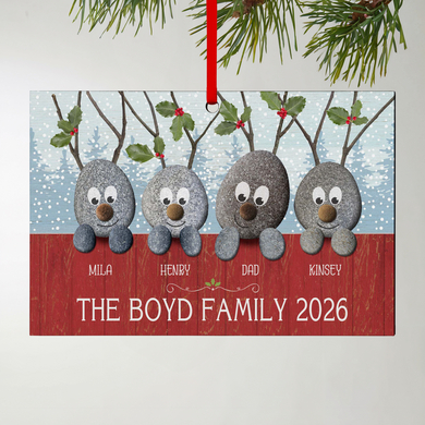 Reindeer Rocks Family Rectangle Ornament