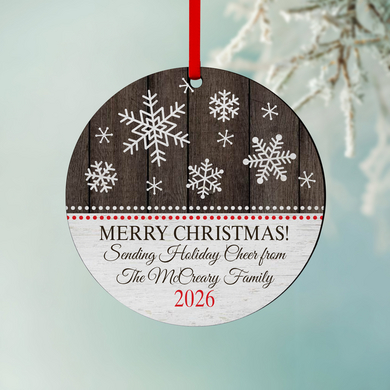 Rustic Snowflake Round Ornament