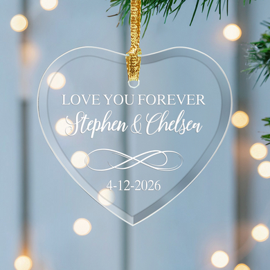 Love You Forever Glass Heart Ornament