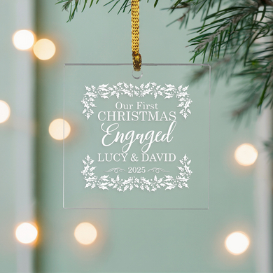 Elegant First Christmas Square Ornament