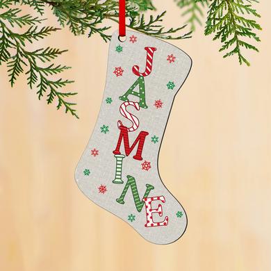 Festive Name Rustic Stocking Ornament