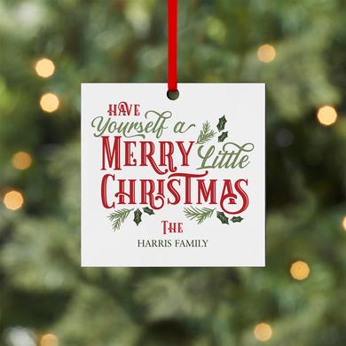 Merry Little Christmas Square Ornament