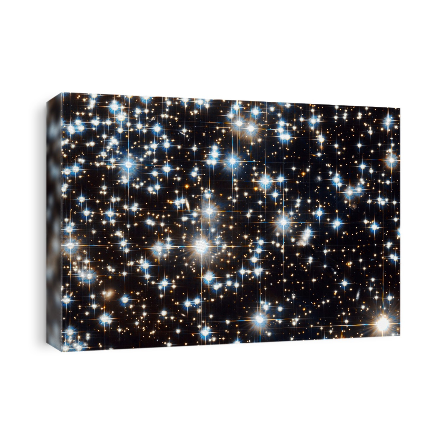 Stars in globular star cluster NGC 6397, Hubble Space Telescope (HST) image. The stars in globular star clusters are densely packed. Here, the core of NGC 6397 has stars only a few light weeks apart compared to the 4 light years that separates the Sun from its nearest neighbour. The stars are so crowded that collisions occur every few million years. Direct collisions produce the hot bright blue straggler stars seen among the old yellow stars. NGC 6397 is around 8200 light years away in the constellation Ara.