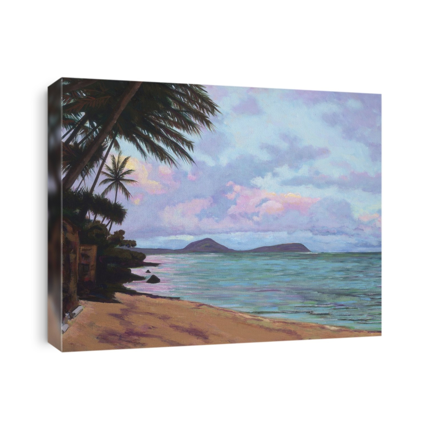 Koko Palms, Hawaii, Oahu, View Of Koko Head From Quiet Beach (Acrylic Painting).