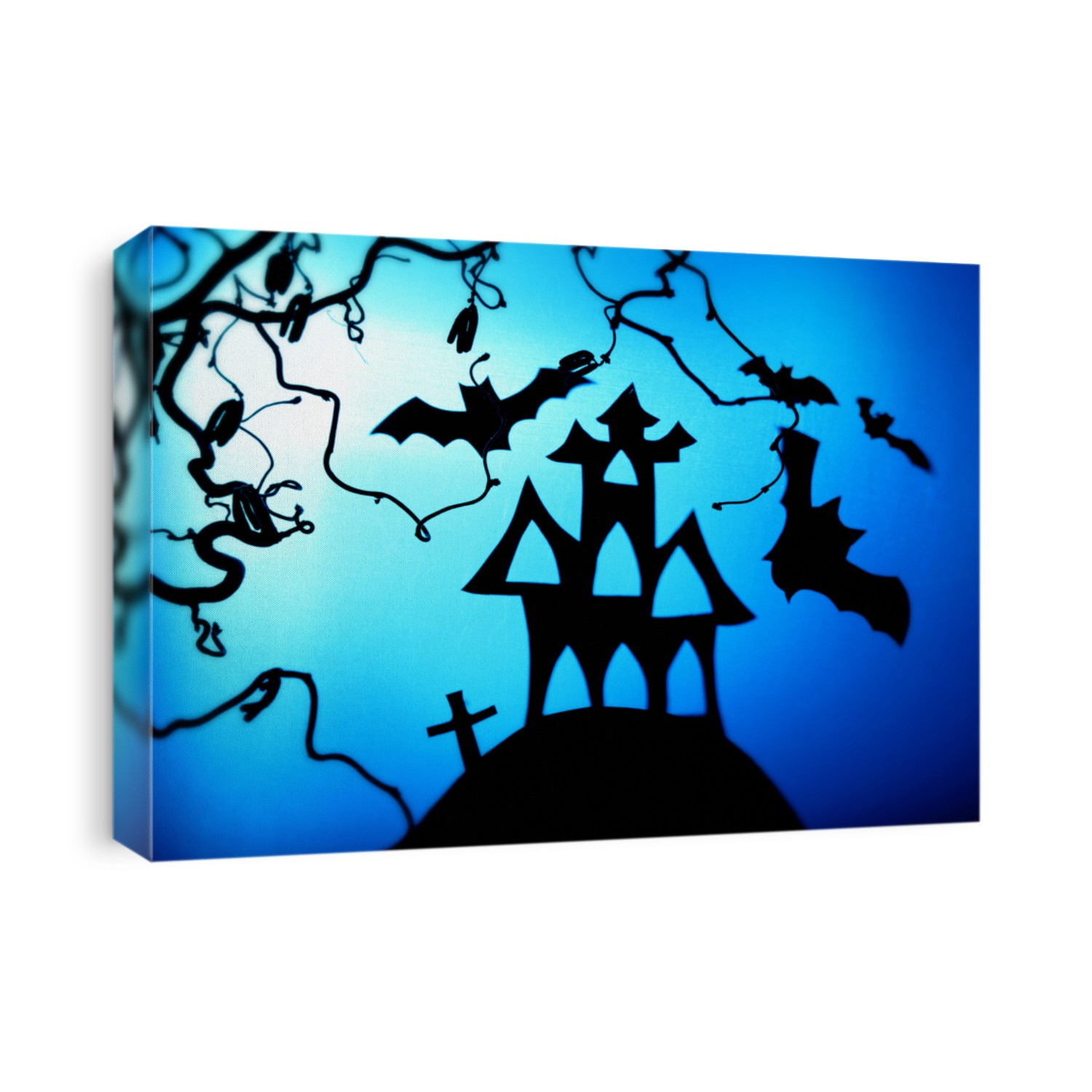 Halloween night with bat and house