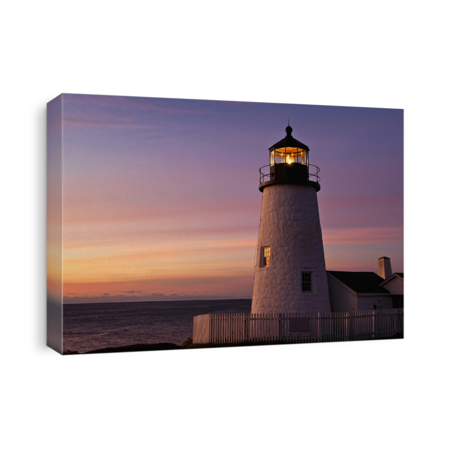 Pemaquid Point Light Station in Muscongus Bay at dawn.