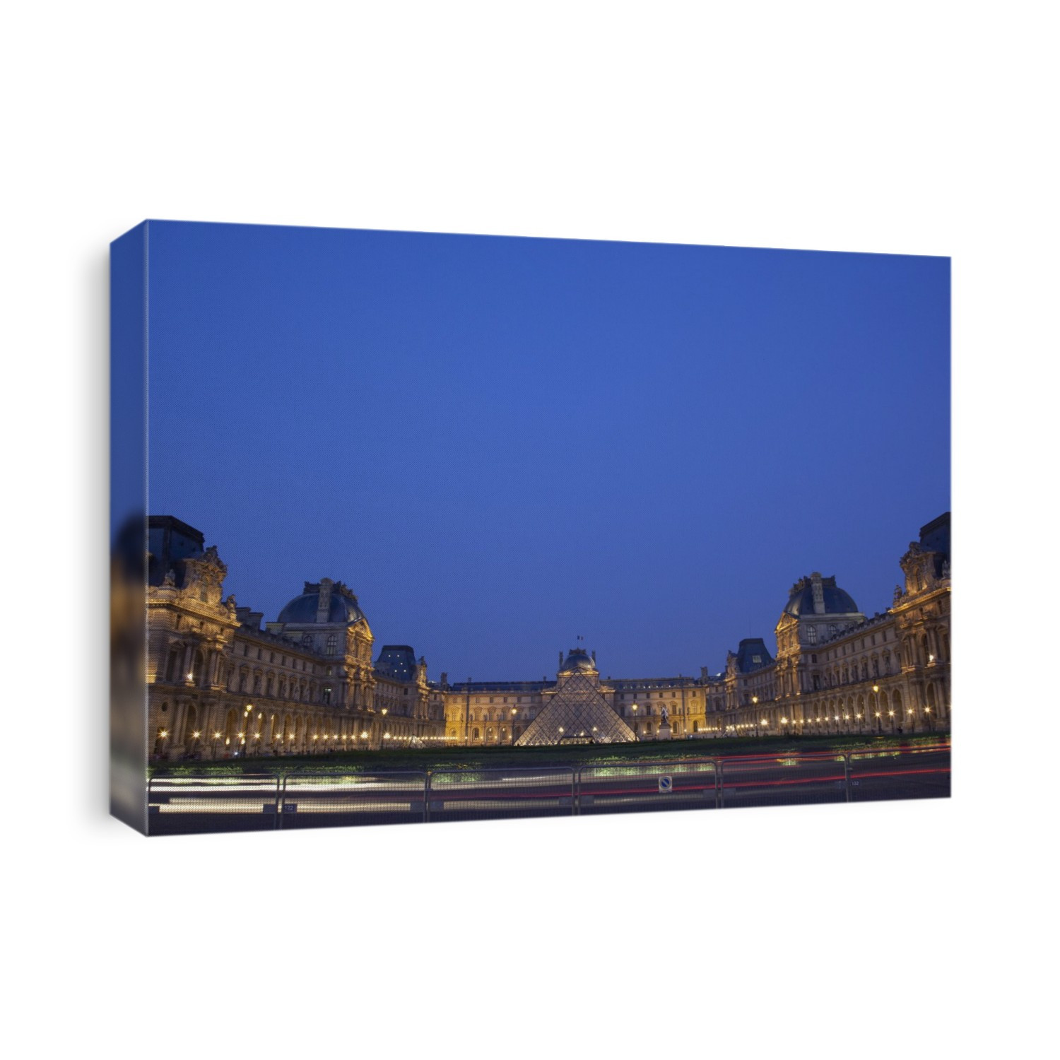 France, Louvre Museum at dusk; Paris