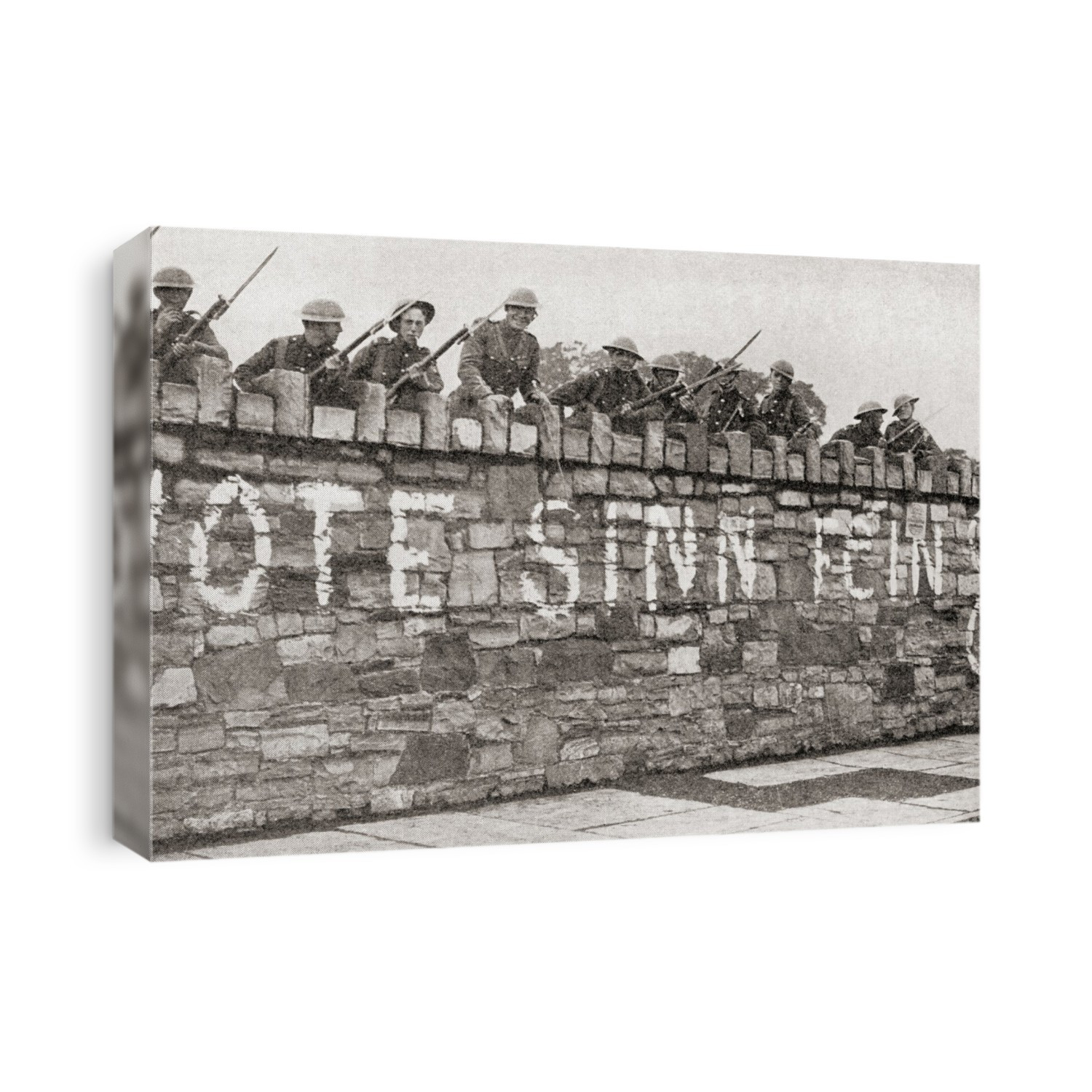 British Troops Guarding A Wall Which Is Plastered With A Sinn Fein Advertisement During The Irish War Of Independence Aka Anglo-Irish War, In 1920.  From Twenty Five Years,published 1935.