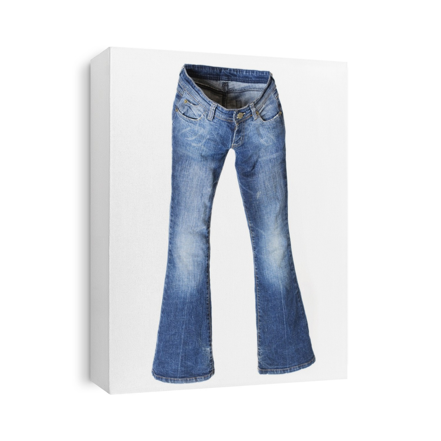Pair of blue denim, cotton jeans.