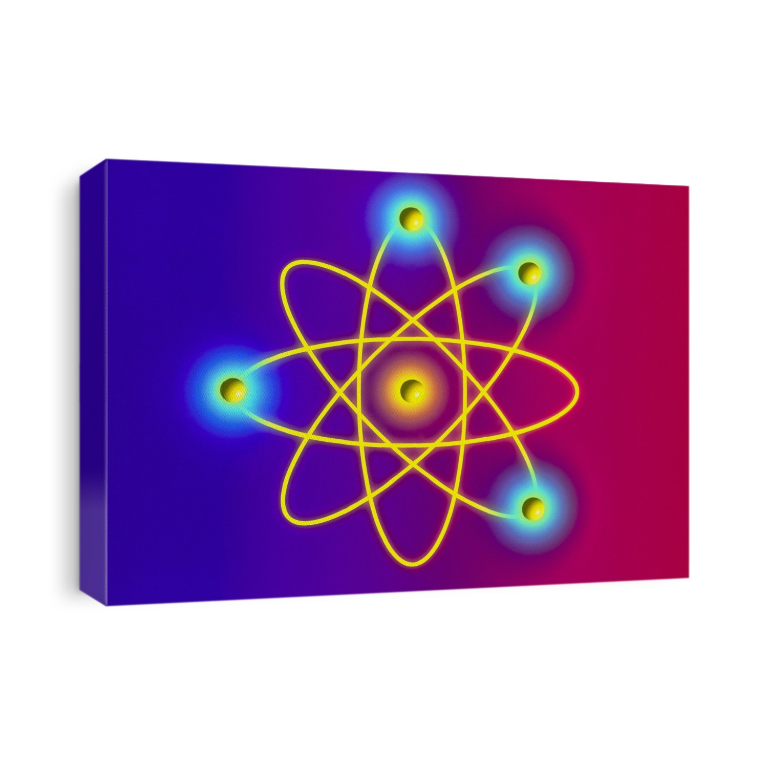 Beryllium atom. Computer graphic of a single atom of Beryllium. This is a typical traditional diagram of atomic structure, showing electrons orbiting around a central nucleus. Beryllium contains four electrons, and a nucleus which has four protons and five neutrons (unseen). The number of electrically positive protons balance the number of negative electrons. This image is highly schematic, as it is now thought that electron orbits are more eccentric and they inhabit a "probability cloud" rather than moving in well-defined circular orbits (often called the Bohr model).